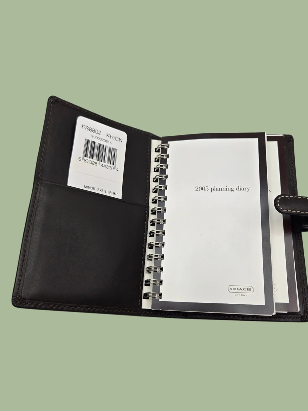 Coach Dark Brown Leather Planner Agenda Organizer FS8802 2005 Diary Insert NWT